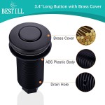 BESTILL Garbage Disposal Sink Top Air Switch Kit with Single Outlet Matte Black Long Button with Brass Cover