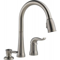 Delta Faucet Kate Pull Down Kitchen Faucet Brushed Nickel Kitchen Faucets with Pull Down Sprayer Kitchen Sink Faucet Faucet for Kitchen Sink Soap Dispenser Stainless 16970-SSSD-DST
