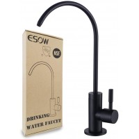 ESOW Kitchen Water Filter Faucet 100% Lead-Free Drinking Water Faucet Fits Most Reverse Osmosis Units or Water Filtration System in Non-Air Gap Stainless Steel 304 Body Matte Black Finish