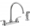EZ-FLO 10201 2-Handle Kitchen Faucet with Pull-Out Side Sprayer Chrome 4-Hole Installation