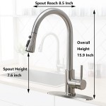 IKEBANA Brushed Nickel Kitchen Faucet with Pull Down Sprayer,High Arc Single Handle Single Hole Stainless Steel Kitchen Sink Faucet with Deck Plate Faucet for Kitchen Sink Grifos De Cocina