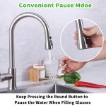 Kitchen Faucet Head Replacement Angle Simple Kitchen Sink Faucet Parts Pull Down Faucet Sprayer Head Nozzle Stream Spray and Pause Mode Brushed Nickel