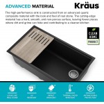 Kraus KGUW2-33MBL Bellucci Workstation Undermount Granite Composite Single Bowl Kitchen Sink with Accessories 32 Inch Metallic Black