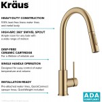 Kraus KPF-3104BG Oletto Contemporary Pull-Down Single Handle Kitchen Faucet 16.25 inch Brushed Gold