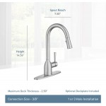 Moen 87233SRS Adler One-Handle High Arc Pulldown Kitchen Faucet with Power Clean 24.7" L x 12.3" W x 14.6" H Spot Resist Stainless