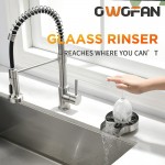 OWOFAN Glass Rinser for Kitchen Sinks Glass Cup Bottle Washer Cleaner for Home Bar Glass Rinser Kitchen Sink Accessories Big Size Stainless Steel Brushed Nickel