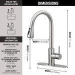 Qomolangma Kitchen Faucet with Pull Down Sprayer Single Level Stainless Steel Kitchen Sink Faucets Single Handle High Arc Brushed Nickel Pull Out Kitchen Faucet