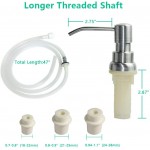 Soap Dispenser for Kitchen Sink Built in Sink Soap Dispenser Brushed Nickel Countertop Soap Dispenser Pump with 47" Extension Tube kit No Need to Fill Little Bottle Again Longer Thread Shaft