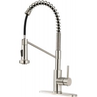 SOKA Kitchen Faucet with Pull Down Sprayer Single Handle RV Commercial High Arc Touch Farmhouse Kitchen Faucets Fit for 1 & 3 Hole with Deck Plate Industrial Style Brushed Nickel