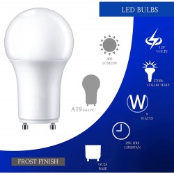 Dysmio A19 LED GU24 Light Bulb 60W Equivalent Dimmable Twist Lock Light Bulbs 800 Lumens 2700K Warm White GU24 Base 4 Pack