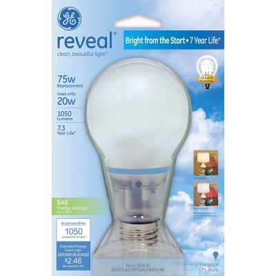 GE 63509 20-Watt 1050-Lumen Bright from the Start CFL Light Bulb Reveal 1-Pack