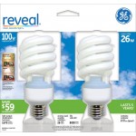 GE 75413 26-Watt CFL Spiral Reveal Light Bulb 100-Watt Equivalent 2-Pack