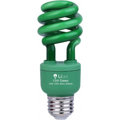 LILAIT CFL 13 Watt Light Bulbs CETL Approved E26 Base 120V Party Light for Indoor and Outdoor Green