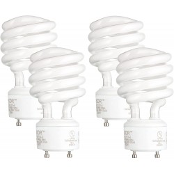 Pack of 4 23 Watt Mini Spiral GU24 Base 100W Equivalent T2 Mini-Twist CFL Light Bulb Bright White 5000K