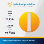 Replacement for Philips PL-L40W 835 4P RS IS Light Bulb by Technical Precision 40W 4 Pin CFL Bulb with 2G11 Base T5 3500k CFL 1 Pack