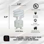 SleekLighting 13Watt GU24 Base 2 Prong Light Bulbs- UL approved-120v 60Hz Light Bulb- Mini Twist Lock Spiral -Self Ballasted CFL Two Pin Fluorescent Bulbs- 5000K Daylight 4pack
