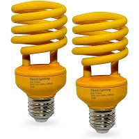 SleekLighting 23 Watt T2 Yellow Bug Light Spiral CFL Light Bulb 120V E26 Medium Base-Energy Saver Pack of 2