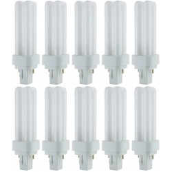 Sunlite PLD13 SP65K 10PK 6500K Daylight Fluorescent 13W PLD Double U-Shaped Twin Tube CFL Bulbs with 2-Pin GX23-2 Base 10 Pack