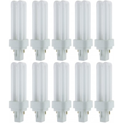 Sunlite PLD13 SP65K 10PK 6500K Daylight Fluorescent 13W PLD Double U-Shaped Twin Tube CFL Bulbs with 2-Pin GX23-2 Base 10 Pack