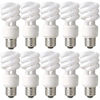 TCP 60W Equivalent CFL Mini Spring A Lamp Daylight 5000K Spiral Light Bulb 10 Pack
