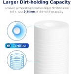 Grooved Sediment Water Filter Cartridge 6 Pack Membrane Solutions 5 Micron Whole House Water Filter Universal Replacement 10"x2.5" for 10 inch RO Unit Whole House Under-Sink Filtration System