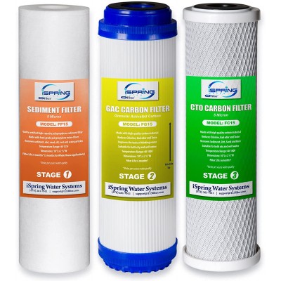iSpring F3 6-Month Prefilter Replacement Supply Filter Cartridge Pack Set for Standard Reverse Osmosis RO Systems F3  White