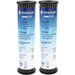 Pentair OMNIFilter TO1 Carbon Water Filter 10-Inch Standard Whole House Carbon Wrap Sediment and Taste & Odor Replacement Filter Cartridge 10" x 2.5" 5 Micron Pack of 2