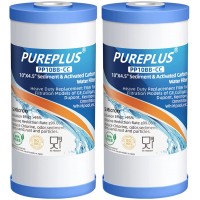 PUREPLUS 5 Micron 10" x 4.5" Whole House Sediment and Carbon Water Filter Replacement Cartridge for GE FXHTC GXWH40L GXWH35F GNWH38S Culligan RFC-BBSA WRC25HD PP10BB-CC Pentek RFC-BB 2Pack