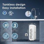 Waterdrop RO Reverse Osmosis Water Filtration System NSF Certified TDS Reduction 400 GPD Fast Flow Tankless Compact Smart Faucet UL Listed Power USA Tech Brushed Nickel Based Faucet