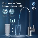 Waterdrop RO Reverse Osmosis Water Filtration System NSF Certified TDS Reduction 400 GPD Fast Flow Tankless Compact Smart Faucet UL Listed Power USA Tech Brushed Nickel Based Faucet