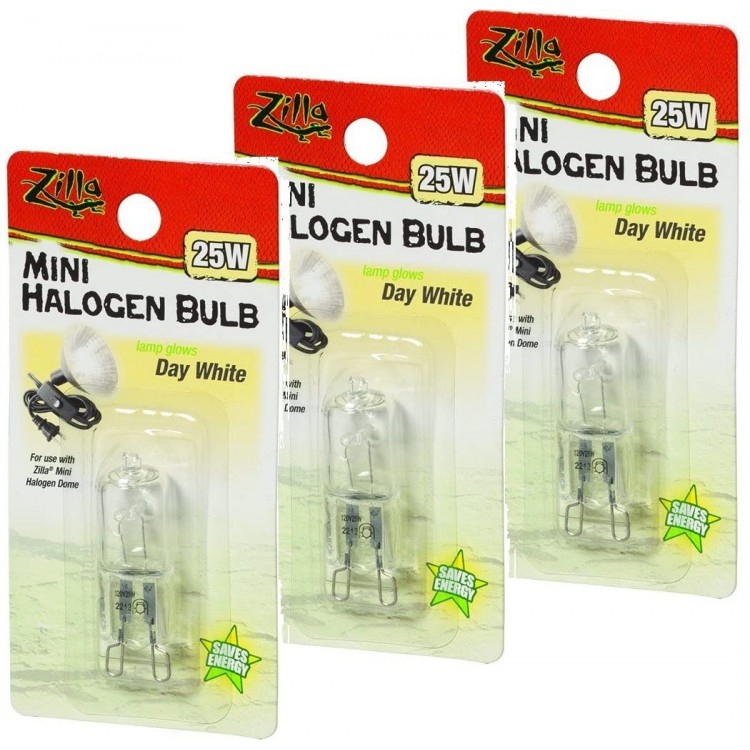 3 Pack Zilla Mini Halogen Bulb Day White 25 Watt