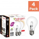 A19 Clear Halogen Light Bulb 72 Watt 100W Equivalent 2700K Soft White E26 Medium Base 750 Lumens 120V 4 Pack