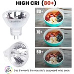 DoRight MR11 Halogen Light Bulbs 5W AC DC 6V GU4 Bi-Pin Base Dimmable Reflector 2800K Warm White 35mm Diameter Spotlight Bulbs,5W 6V Fiber Optic Light Bulb,Pack of 8