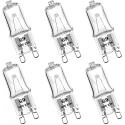 G9 Halogen Bulb 120V 25W T4 Type 2 Pin Base Light Bulb Replacement Dimmable Warm White 6 Pack