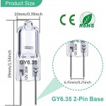 GY6.35 Halogen Light Bulbs 12 Volt 35 Watt 12 Pack 2 Pin GY6.35 Base Bulb Replacement T4 Tubular JCD Type Bulb for Ceiling Lights Table Lamp Chandelier 2700K Warm White Dimmable