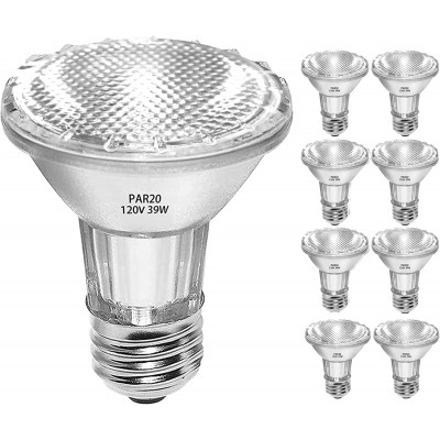 Jaenmsa PAR20 Halogen Light Bulbs 8 Pack 120V 39W Eco Halogen Flood Light Bulbs Dimmable Par20 Light Bulbs High Brightness 546lm 50 Watt Replacement E26 Base Lamp Bulb 2700K Warm White