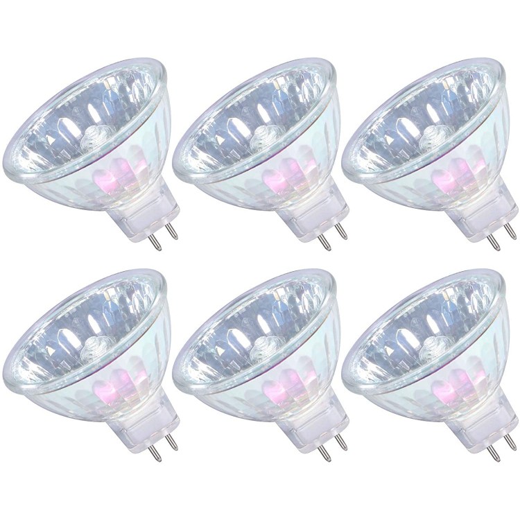 MR16 Halogen Bulbs 50W 12V GU5.3 Spotlight 36° Warm White Dimmable Bin-Pin Base Track Light Bulbs MR16 Bulbs with Clear Glass Cover 6 Pack