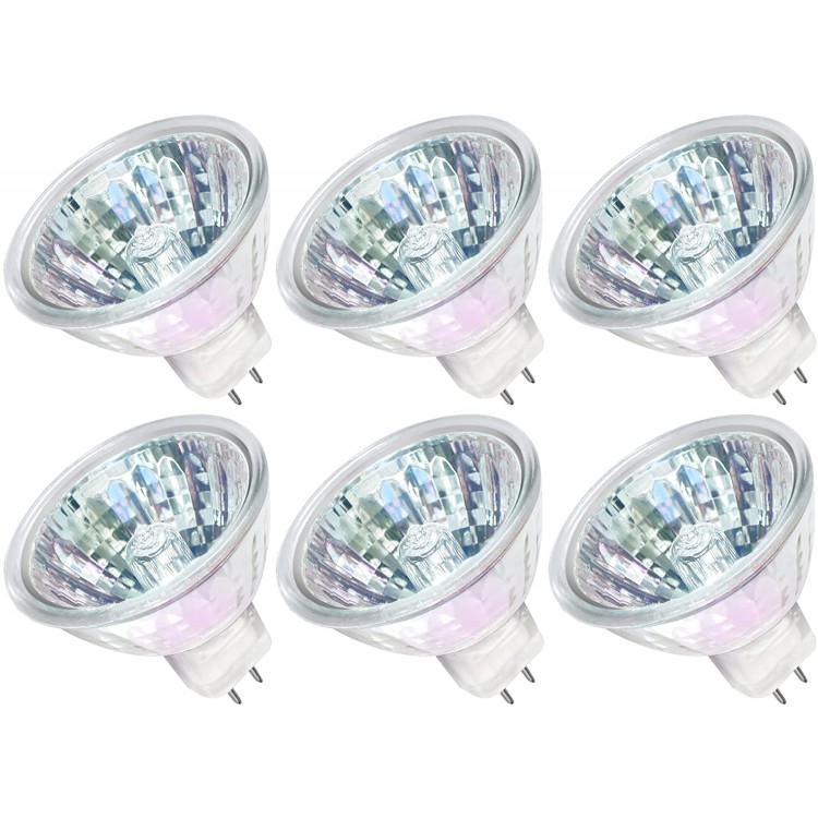 MR16 Halogen Light Bulbs 50W 12V 2 Pin GU5.3 Base Dimmable Track Light Bulbs Indoor Flood 50W Halogen MR16 Bulbs with Clear Glass Cover 6 Pack