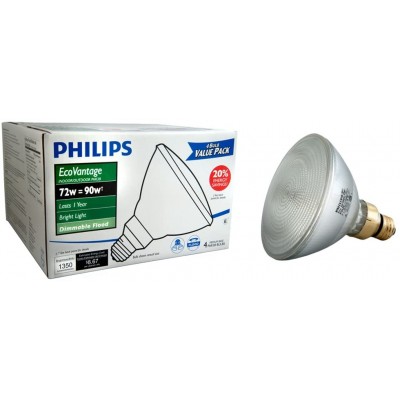 PHILIPS 428805 Halogen PAR38 90 Watt Equivalent Dimmable Flood Standard Base Light Bulb 4-Pack