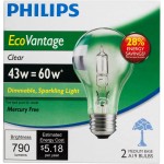 Philips 4410498 43-watt Dimmable A19 Clear Halogen Light Bulb 2-Pack