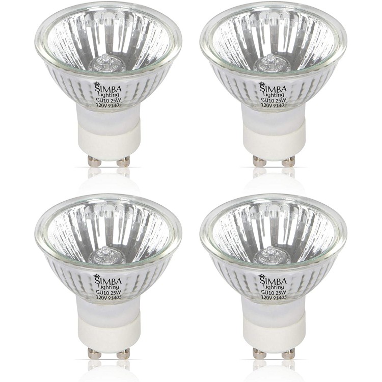Simba Lighting 25W NP5 Candle Warmer ETC Replacement Light Bulb 4 Pack Halogen GU10 120V for Wax Melt Tart Burner Recessed Track Lighting MR16 JDR with Glass Cover Dimmable Warm White 2700K