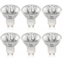 Simba Lighting Halogen GU10 35W Spotlight 120V MR16 with Glass Cover 6 Pack Dimmable for NP5 Candle Warmer Accent Recessed Track Lighting Twist-N-Lock Base Warm White 2700K