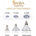 Simba Lighting Halogen PAR20 Light Bulb 39W 39PAR20 FL 30deg Spotlight Dimmable 6-Pack for Indoor Recessed Can Range Hood and Outdoor PAR 20 120V E26 Base 50W Replacement 2700K Warm White