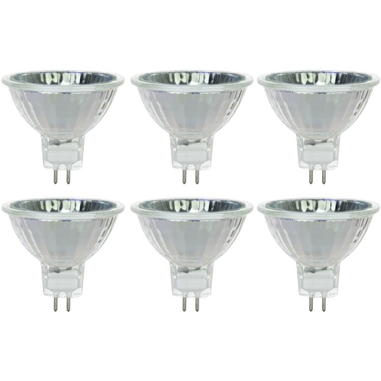 Sunlite 40708-SU 35MR16 CG FL 12V 6PK Halogen 35W 12V Series MR16 Flood Light Bulbs Bright White GU5.3 Base 6 Count Pack of 1 3200K