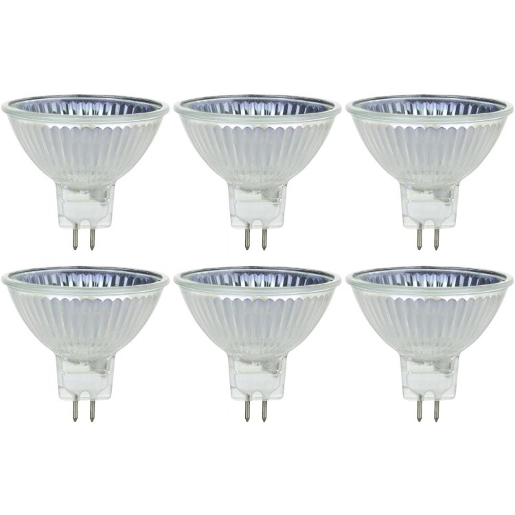 Sunlite Series 50MR16 CG FL 12V 6PK Halogen 50W 12V MR16 Flood Light Bulbs 3200K Bright White GU5.3 Base 6 Pack 6 Count Pack of 1