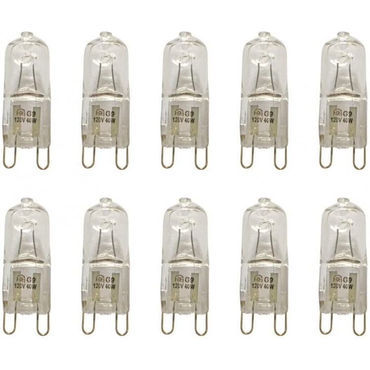 VSTAR 10pcs G9 Halogen Bulb Clear,2700K,40-Watt 120-Volt Base G9 Halogen Bulb,10 Pack