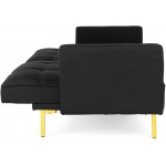Casa Andrea Milano LLC Modern Plush Tufted Linen Fabric Splitback Living Room Sleeper Futon Small Black