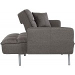 Divano Roma Furniture Collection Modern Plush Tufted Linen Fabric Splitback Living Room Sleeper Futon Dark Grey Small