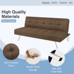 Furmax Futon Sofa Bed Convertible Sleeper Couch Bed for Living Room Modern Fabric Folding Recliner Sofa with Sturdy Metal Legs Brown