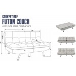 Futon Sofa Bed Foldable Couch Contemporary Modern Convertible Couch Sleeper for Living Room Beige Armless